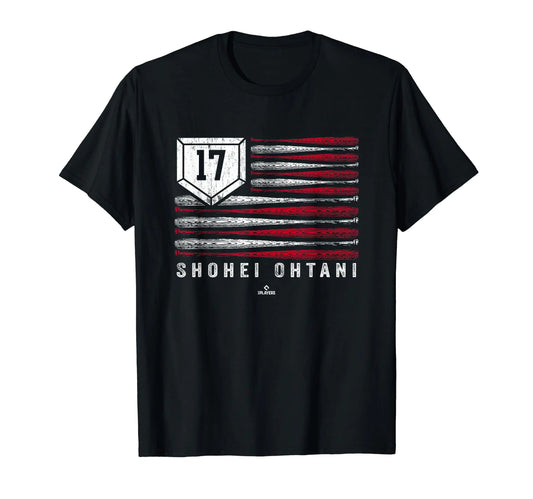 Vintage US Flag Baseball Stripes Shohei Ohtani Los Angeles T-Shirt