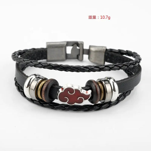 Anime Merch Accessories: Naruto, One Piece & Attack on Titan Leather Bracelet