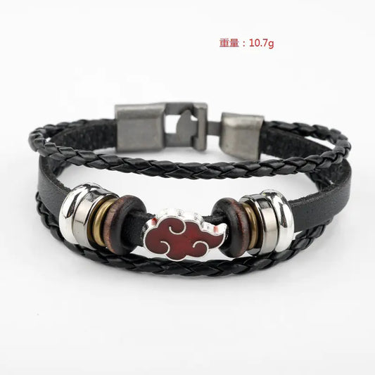 Anime Merch Accessories: Naruto, One Piece & Attack on Titan Leather Bracelet