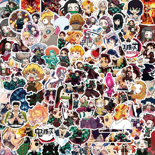 Anime Demon Stickers 100 Pcs Cute Slayer Stickers Waterproof Vinyl Stickers DS for Water Bottles Laptop Skateboard for Fans