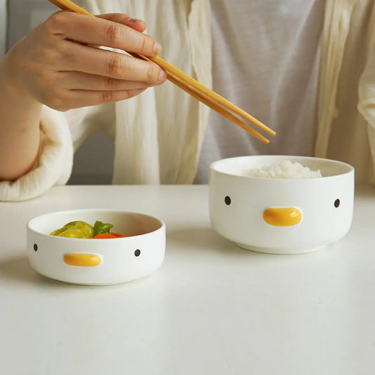 Creative Cute Pure Color Ceramic Rice Bowl
