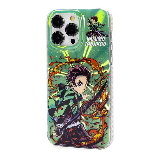 enttgo Anime Phone case for iPhone 13 Case TPU+PC Hard Backboard Laser Soft Edge Cartoon boy for iPhone 14 case Scratch and Drop Resistant