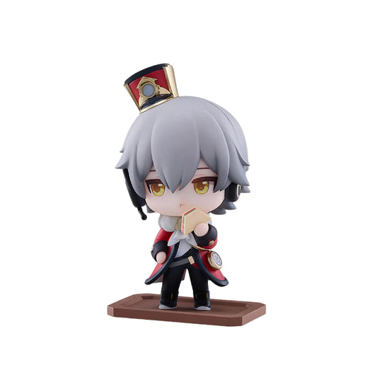 Bahomu Anime Figure Honkai Star Rail Official Figure - Welcome to Train Tea Party Cute Chibi Trailblazer Caelus 8cm/3.1" PVC Collectible Figure for HSR Fans (Trailblazer-Male)