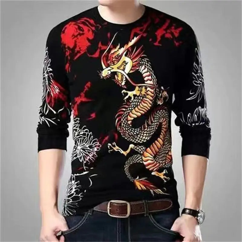 Men's 3D Printed Dragon Tiger EagleLong Sleeve T-Shirt