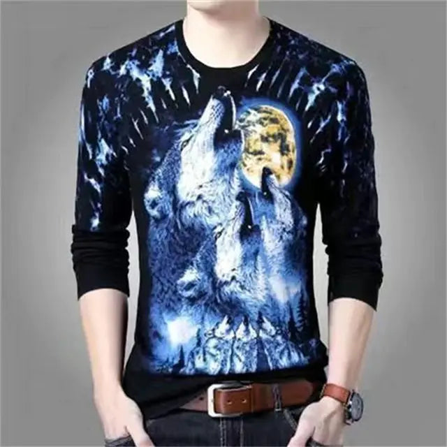 Men's 3D Printed Dragon Tiger EagleLong Sleeve T-Shirt