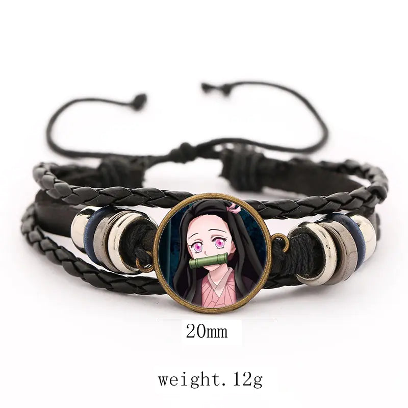 Demon Slayer Leather Bracelet for Men (Anime Merchandise)