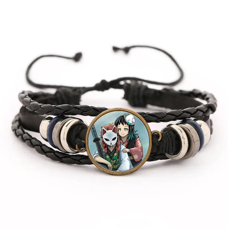 Demon Slayer Leather Bracelet for Men (Anime Merchandise)