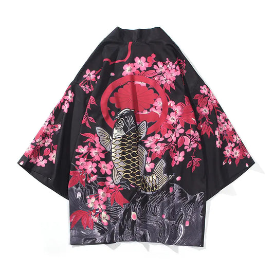 Japanese Style Ukiyo-e Print Kimono Cardigan for Men
