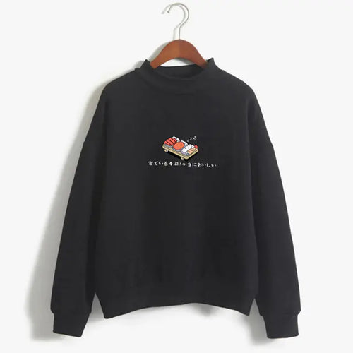 Women's Hoodie with Cute Sushi Print for Fall/Winter