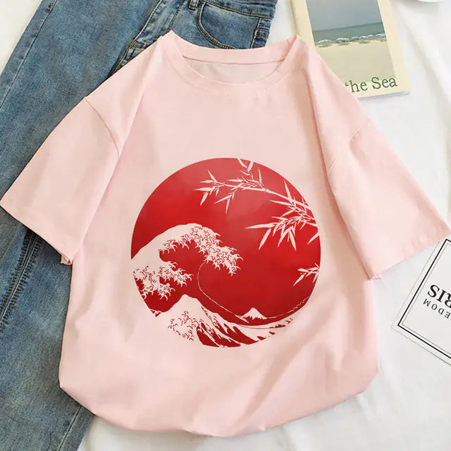 Japan Koi Fish Graphic Print T-shirt for Women