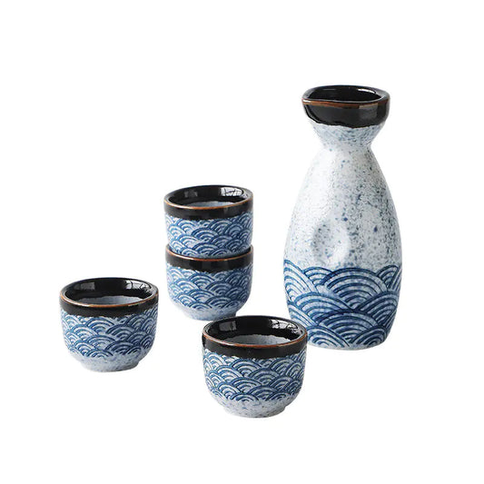 Ceramic Sake Set with Wine Warmer for Home Use