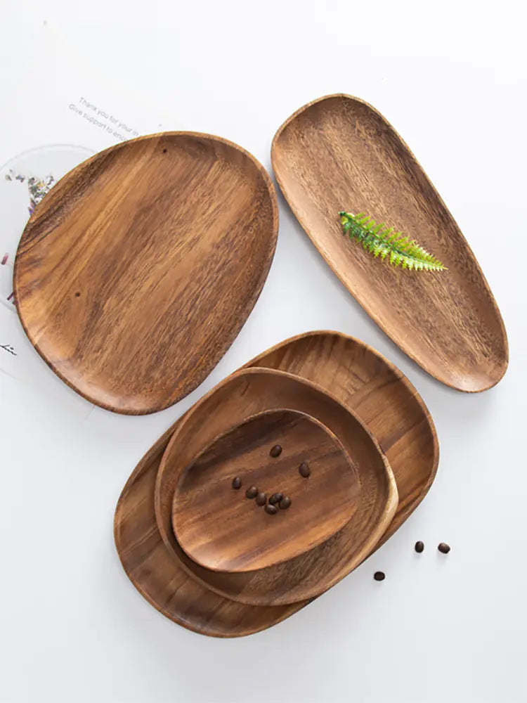Irregular Solid Wood Plate for Nuts and Snacks