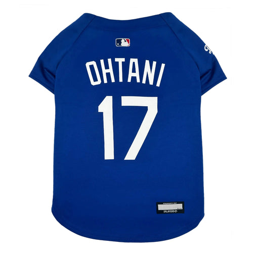 MLBPA Dog Jersey - Shohei Ohtani #17 Blue Pet Jersey - MLB LA Dodgers Mesh Dog & Cat Mesh Blue Jersey Size X-Small