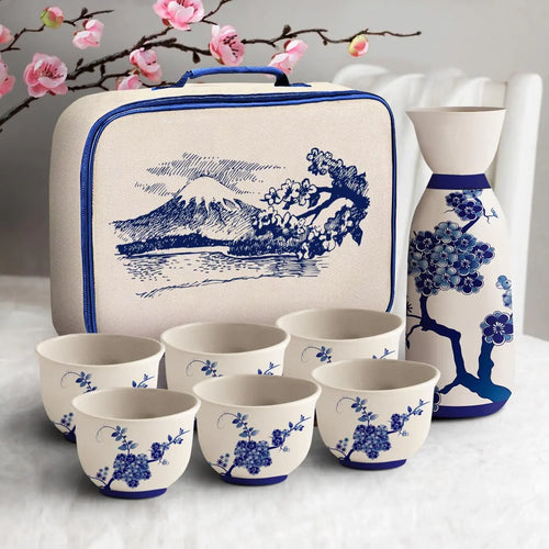 Japanese Sake Set | Ceramic Sake Cups | Sake Carafe | Sake Set with a Bottle | Sake Cups | Saki Cup Set | Hot and Cold Sake