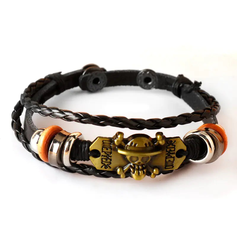 One Piece Luffy Skull Vintage Leather Bracelet
