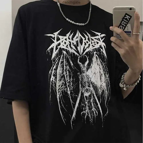 Black Demon Punk Gothic Anime Oversized T-shirt