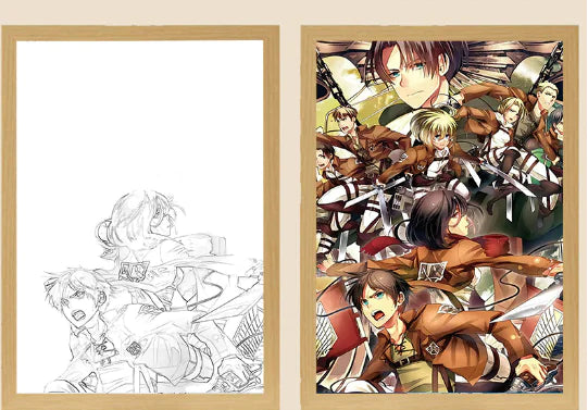 Eren Levi Attack on Titan Light Painting Night Lamp