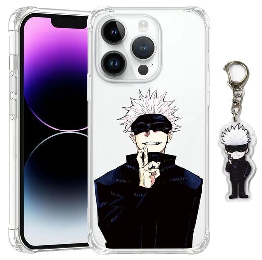 Cool Anime Phone Case Designed for iPhone 15 Pro Case 6.1 inchClear Soft Shockproof Protective Cases with Cute Anime Keychain for Boys Girls Teens Phone Cover Case (anime 1 for iphone 15Pro case)