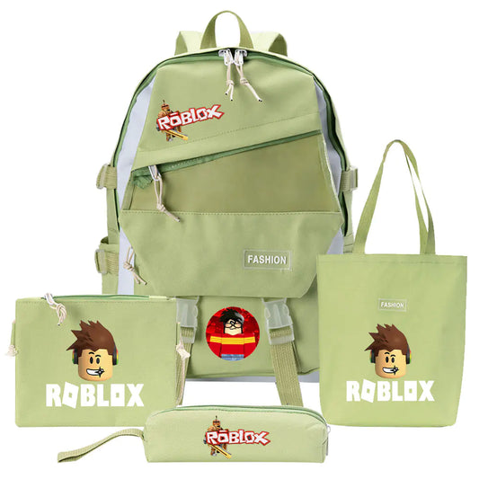 Four-Piece Canvas Backpack Set for Students