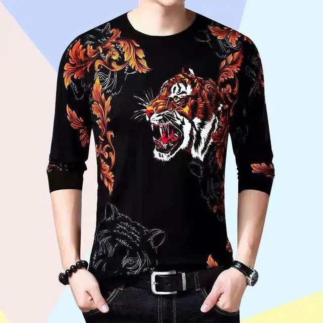 Men's 3D Printed Dragon Tiger EagleLong Sleeve T-Shirt