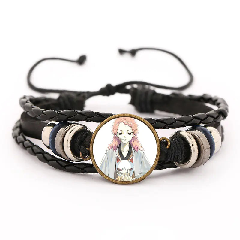 Demon Slayer Leather Bracelet for Men (Anime Merchandise)