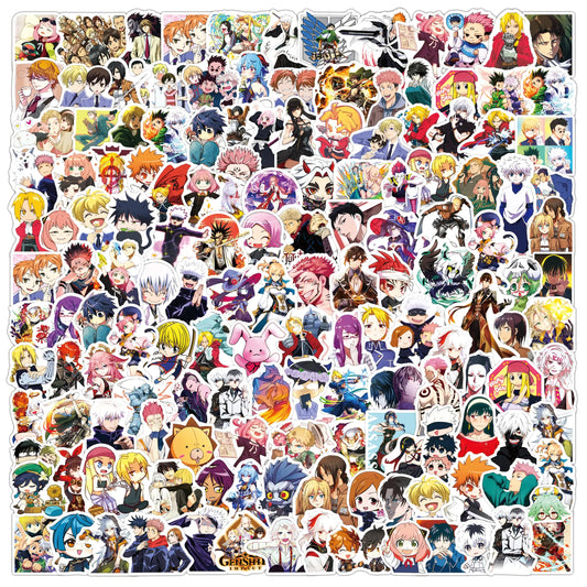 SigyoJeom 640Pcs Anime Stickers Mixed Pack Vinyl Waterproof Anime Stickers for Water Bottles Skateboard Laptop Guitar Luggage Cars 16 Classic Anime Theme Stickers for Adults Teens Kids