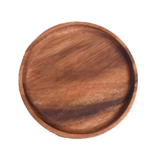Japanese Walnut Round Oval Wooden Tray for Snacks