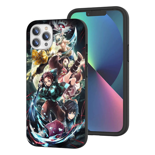 WANGQINHAI Compatible with iPhone 12 Pro Max Case Anime Cool Manga TPU Drop Protection Shock Absorbing Scratch Resistant Phone Case Cover (Anime-Demon-Slayer-Comic-3)