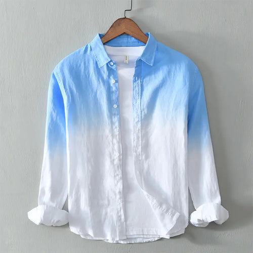 Men's Japanese Style Gradient Linen Shirt Jacket