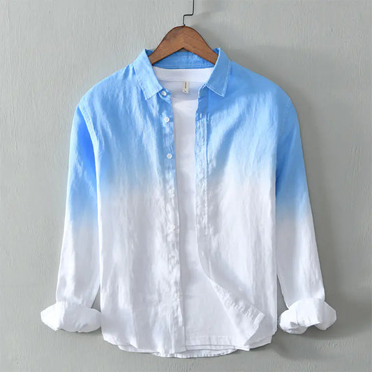 Men's Japanese Style Gradient Linen Shirt Jacket
