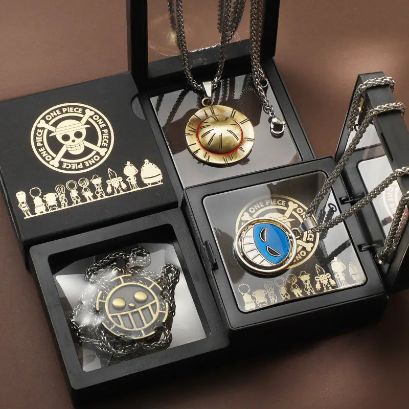 One Piece Luffy Ace Skull Pendant Necklace for Men