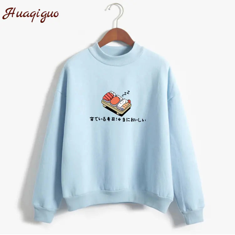 Women's Hoodie with Cute Sushi Print for Fall/Winter