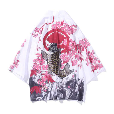Japanese Style Ukiyo-e Print Kimono Cardigan for Men
