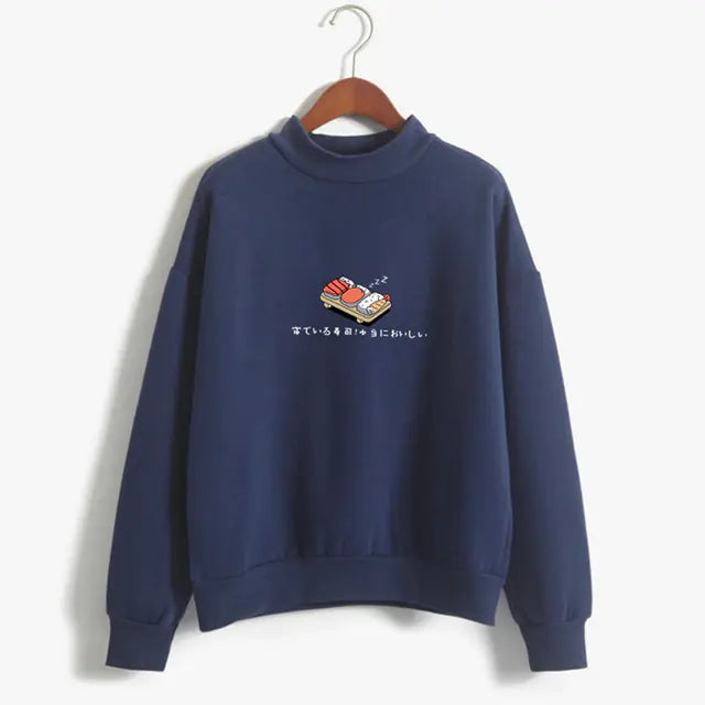 Women's Hoodie with Cute Sushi Print for Fall/Winter