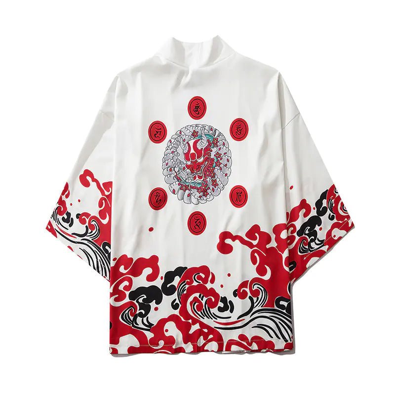 Japanese Ukiyo-e Koi Fish Kimono Cape for Cosplay