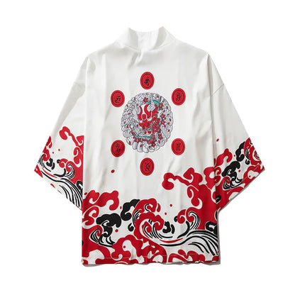 Japanese Ukiyo-e Koi Fish Kimono Cape for Cosplay