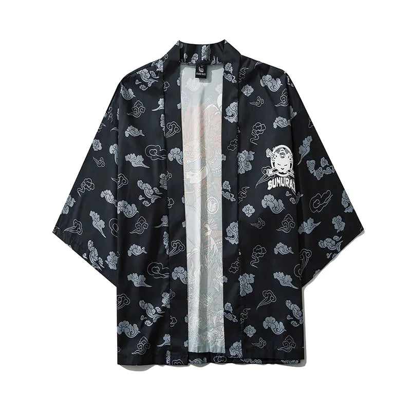 Japanese Printed Kimono Cloak Jacket for Men and Women