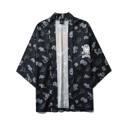 Japanese Printed Kimono Cloak Jacket for Men and Women