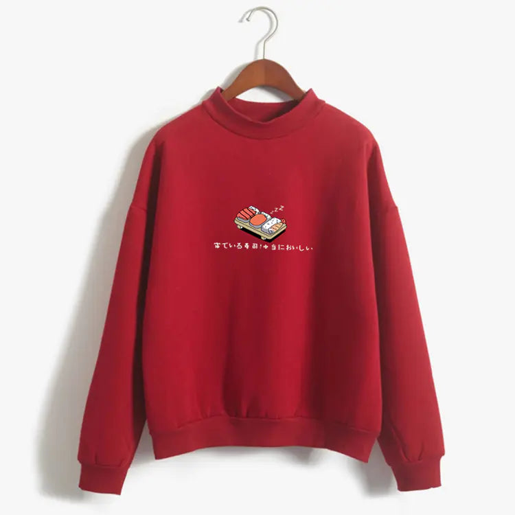 Women's Hoodie with Cute Sushi Print for Fall/Winter