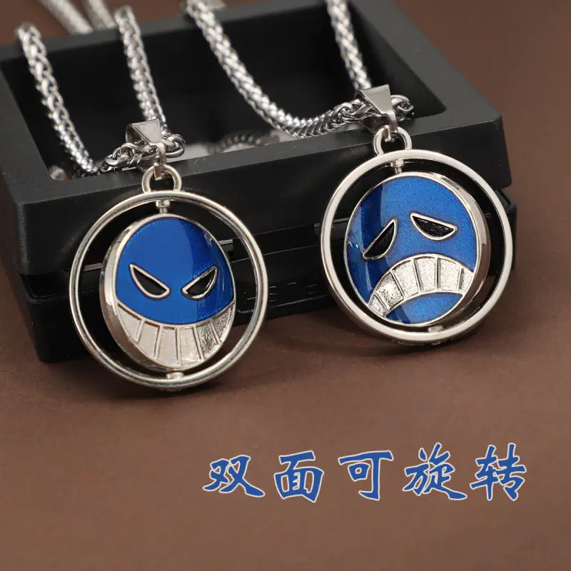 One Piece Luffy Ace Skull Pendant Necklace for Men