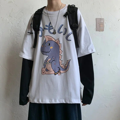 Men's Cartoon Print Long Sleeve T-Shirt - Loose Fit