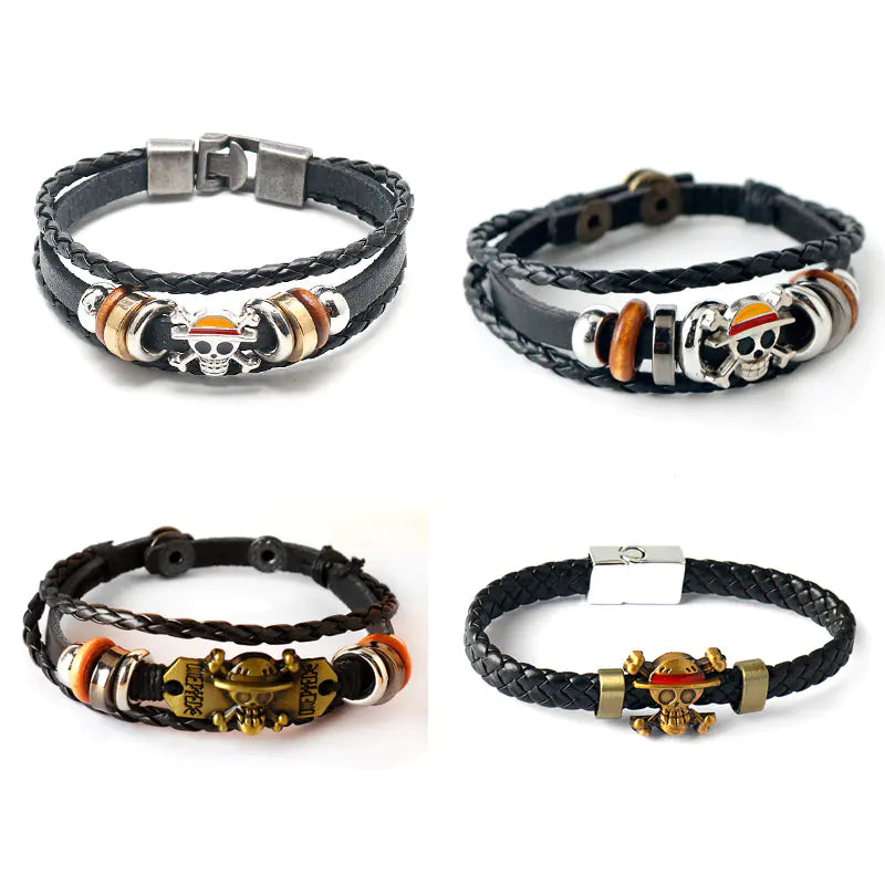 One Piece Luffy Skull Vintage Leather Bracelet