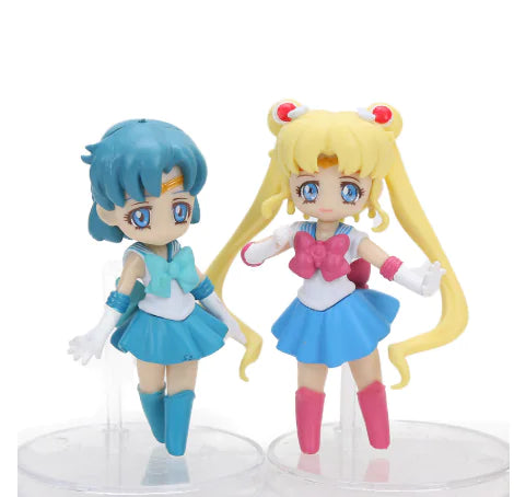 6pcs Anime Sailor Moon Tsukino Usagi Cute Mini Figures Anime Figurine Display Piece