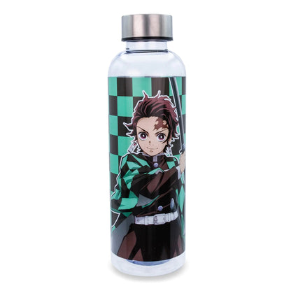 Surreal Entertainment Demon Slayer Tanjiro Kamado Plastic Water Bottle With Screw-On Lid | BPA-Free Plastic Sports Jug With Leakproof Lid