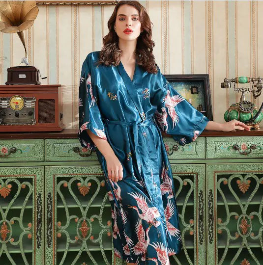 Red Silk Wedding Kimono Robe for Brides and Bridesmaids