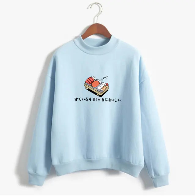 Women's Hoodie with Cute Sushi Print for Fall/Winter