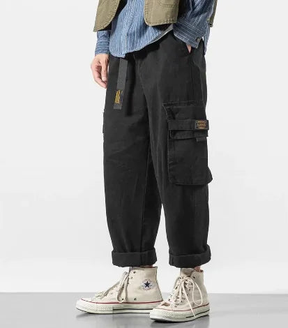 Japanese Loose Retro Military Style Overalls Pants