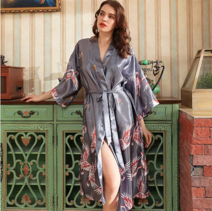 Red Silk Wedding Kimono Robe for Brides and Bridesmaids