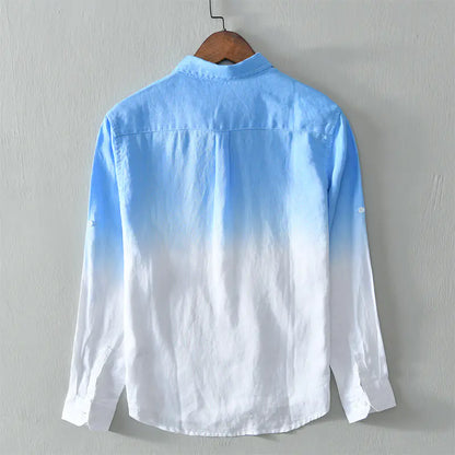 Men's Japanese Style Gradient Linen Shirt Jacket