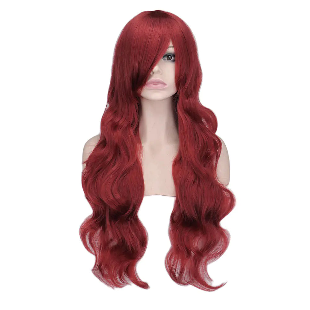 Dark Red Long Curly Mermaid Anime Cosplay Wig